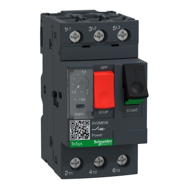 Motor circuit breaker, TeSys deca, 3P, 1-1.6 A, thermal magnetic, screw clamp terminals Motor circuit breaker, TeSys deca, 3P, 1-1.6 A, thermal magnetic, screw clamp terminals