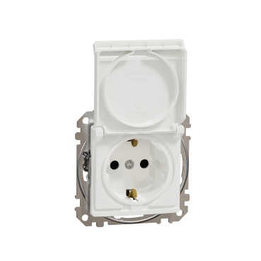 Sedna Design, Priza 2P+E cu obturatoare si capac, alb