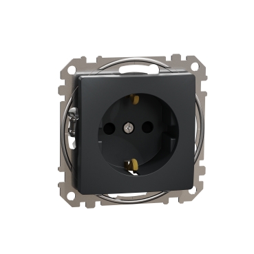 Sedna Design, Priza 2P+E cu cu obturatoare, antracit