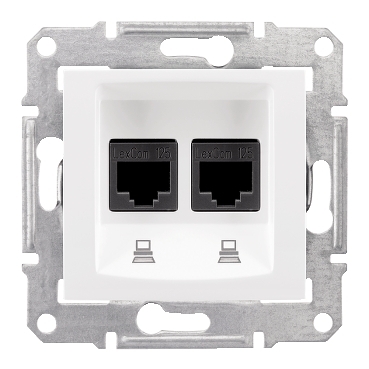 Sedna, Iesire Dubla Date, Rj45 Cat.5E Utp fara Cadru Alb