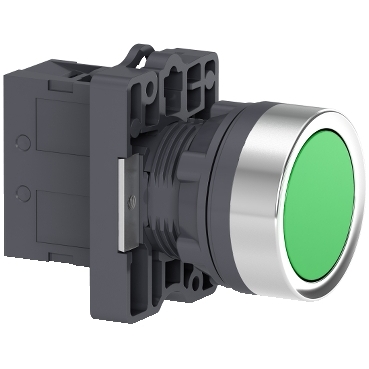 Buton, cu revenire, incastrat, verde,1NO Buton, cu revenire, incastrat, verde,1NO