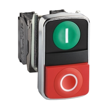 Buton iluminat dublu verde incastrat/rosu proeminent 22 1NO+1NC 24V Buton iluminat dublu verde incastrat/rosu proeminent 22 1NO+1NC 24V