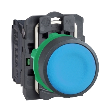 Buton Albastru  22, Revenire cu Arc Incastrata, 1No Buton Albastru  22, Revenire cu Arc Incastrata, 1No