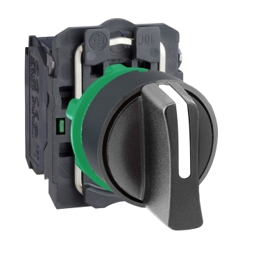 Selector cu Cheie,  22, Revenire cu Arc In 3 pozitii, Maner Std., Negru, 2 No Selector cu Cheie,  22, Revenire cu Arc In 3 pozitii, Maner Std., Negru, 2 No