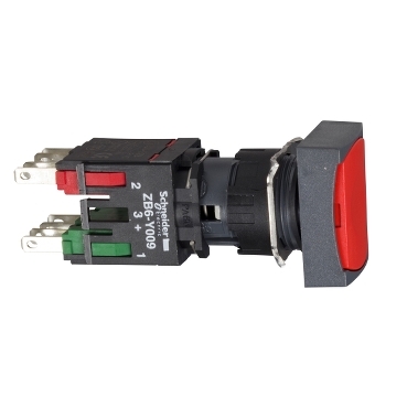Buton Rosu Incastrat 16,  dreptunghiular, Revenire cu Arc, 1 No+1 Nc, Nemarcat Buton Rosu Incastrat 16,  dreptunghiular, Revenire cu Arc, 1 No+1 Nc, Nemarcat