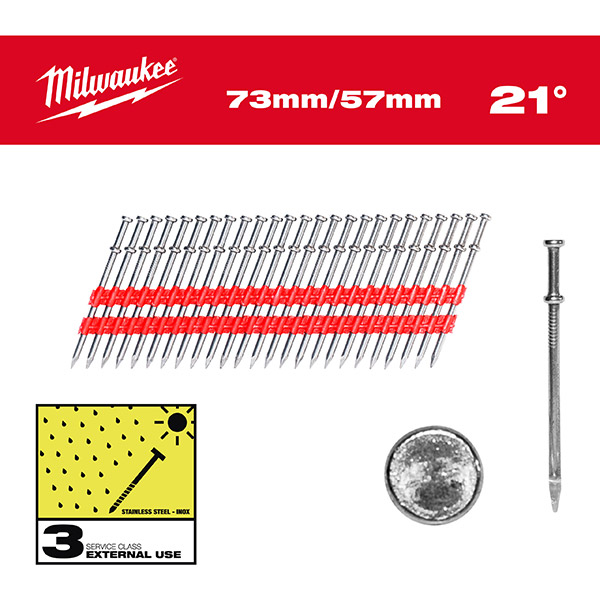 Duplex Nails 21° Round Head 73 mm / 57 mm - 2000 pc-en