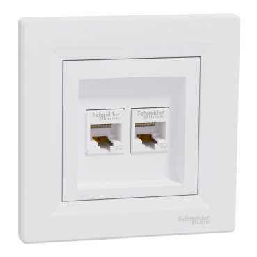 Asfora, 2xPriza de date RJ45 cat.5e UTP alb Asfora, 2xPriza de date RJ45 cat.5e UTP alb