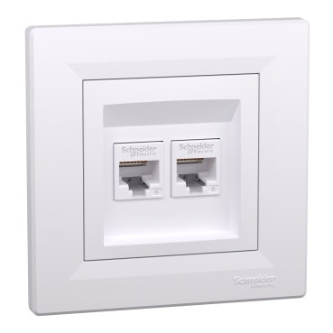 Asfora, 2xPriza de date RJ45 cat.6 UTP alb