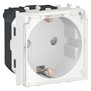 Easy Styl, Priza 2P+E, obturatoare, capac, 2M, alb Easy Styl, Priza 2P+E, obturatoare, capac, 2M, alb