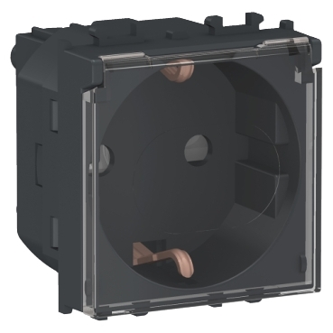 Easy Styl, Priza 2P+E, obturatoare, capac, 2M,negru