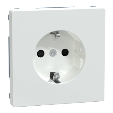 Socket-outlet, Merten System Design, 2P + E, 16A, Schuko, shutter, screwless terminals, matt, lotus white