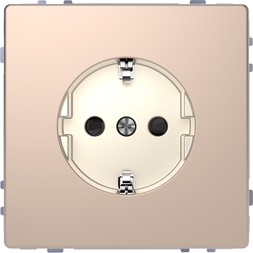 Socket-outlet, Merten System Design, 2P + E, 16A, Schuko, shutter, screwless terminals, matt, varnished, champagne