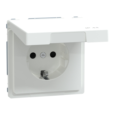 Priza cu capac IP44,obt. SysD,alb lotus