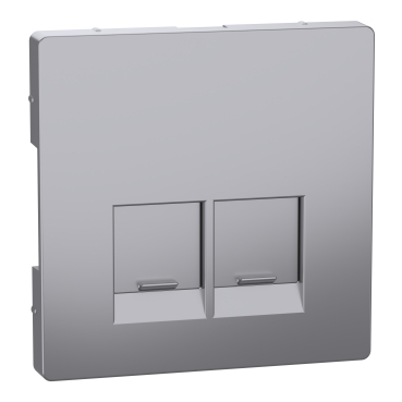 Cover plate, Merten System M, for 2 data socket, stainless steel