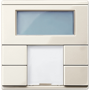 Push-button KNX, 4 clapete, termostat si display, Alb lucios, Sistem M