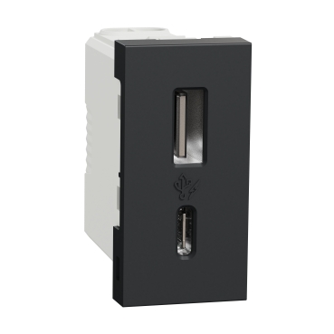 Noua Unica, Priza USB 1m tip A + C (15W), antracit Noua Unica, Priza USB 1m tip A + C (15W), antracit