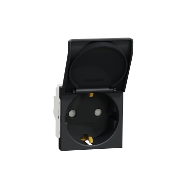 Noua Unica, Priza 2P+E 16A, capac, obturatoare, antracit Noua Unica, Priza 2P+E 16A, capac, obturatoare, antracit