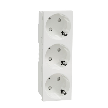 Noua Unica, 3xPriza modulara 2P+E, fara surub, alb Noua Unica, 3xPriza modulara 2P+E, fara surub, alb