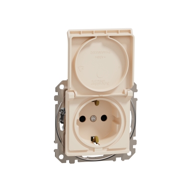 Sedna Design, Priza 2P+E cu obturatoare si capac, bej