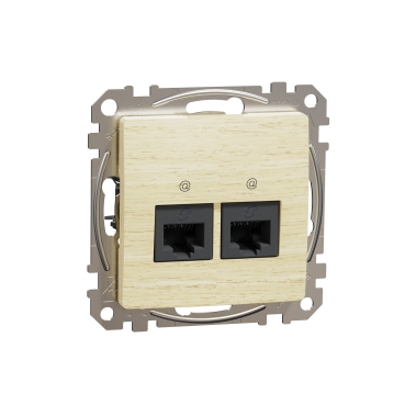Sedna Elements, Priza dubla RJ45 Cat6A UTP, lemn