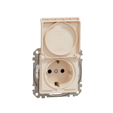 Sedna Design, Priza 2P+E cu obturatoare si capac, bej, IP44