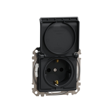 Sedna Design, Priza 2P+E cu obturatoare si capac, IP44, antracit