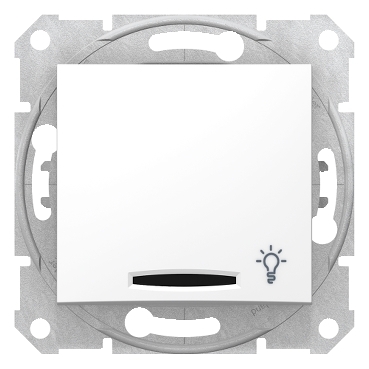 Sedna, Buton 1 Pol, 10A Lumina Localizator, Simbol Lumina, fara Cadru Alb