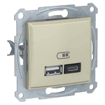 Sedna, Priza dubla incarcare A+C USB 2.4A bej