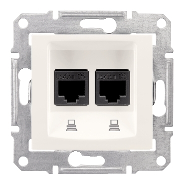 Sedna, Iesire Dubla Date, Rj45 Cat.5E Utp fara Cadru Crem