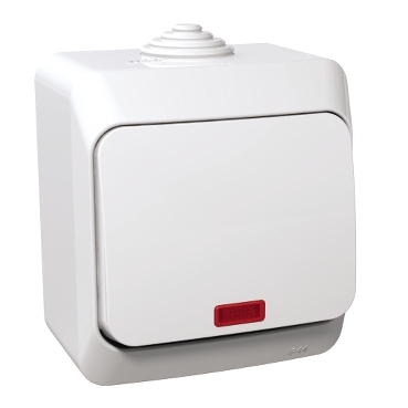 Cedar Plus, Intrerupator cap scara cu indicator luminos 16A PT IP44 alb
