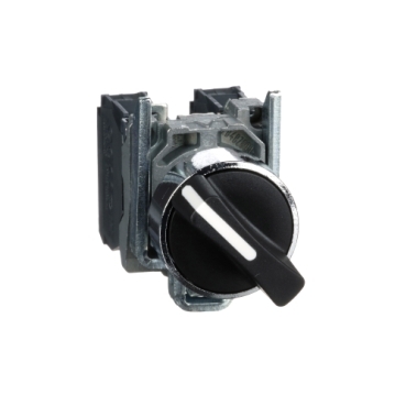Comutator selector negru 22 ramanere in 2 pozitii 1NO+1NC 600V